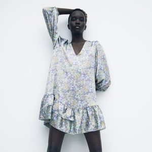 ZARA SATIN EFFECT PAISLEY DRESS